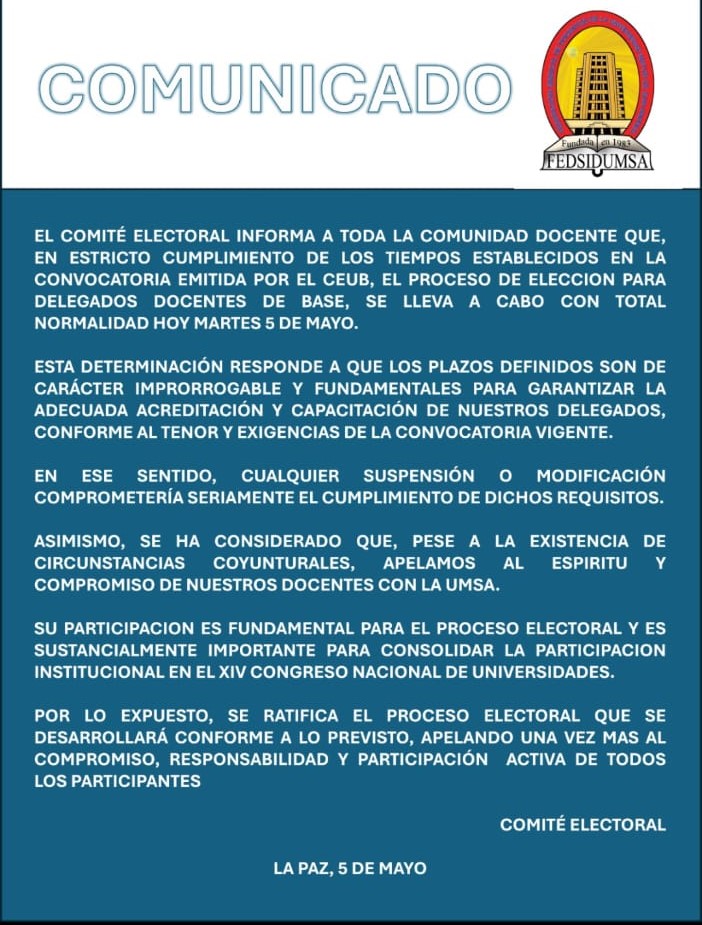 Comunicado convocatoria por el CEUB